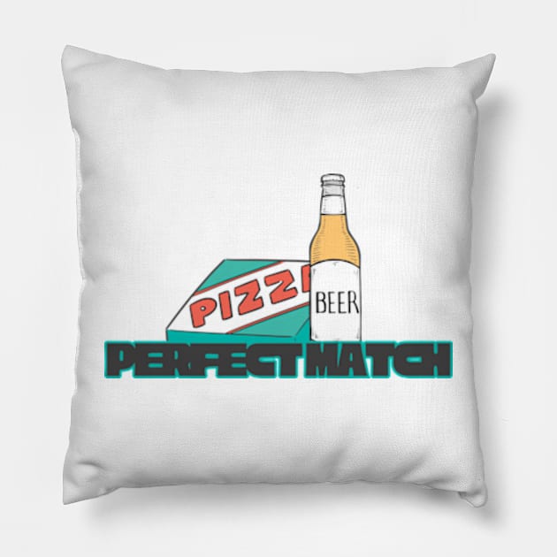 Perfect Match, Box. Pizza and beer, the perfect combination Pillow by FreeSoulLab