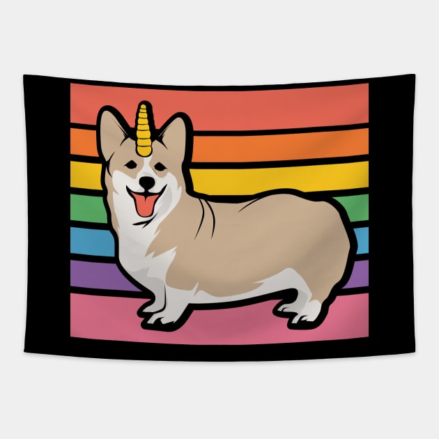 Rainbow Corgi Unicorn Tapestry by VBleshka