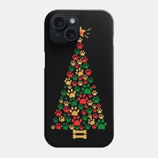 Dog Lovers Cute and Funny Dog Paws Prints Christmas Tree Phone Case