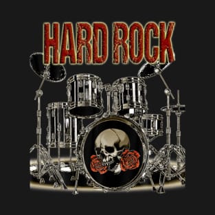 Drummer Drum Set Hard Rock Music Skull T-Shirt