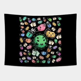 Corona virus cartoon character colorful Tapestry