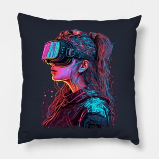 Cyberpunk VR Girl Pillow