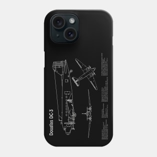 Douglas DC-3 - Airplane Blueprint - PDpng Phone Case