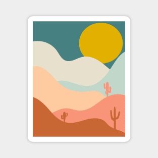 Abstract Mountain Cactus Landscape Magnet