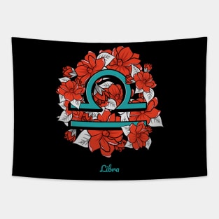 Floral Zodiac Sign Libra Gift Women Men Tapestry