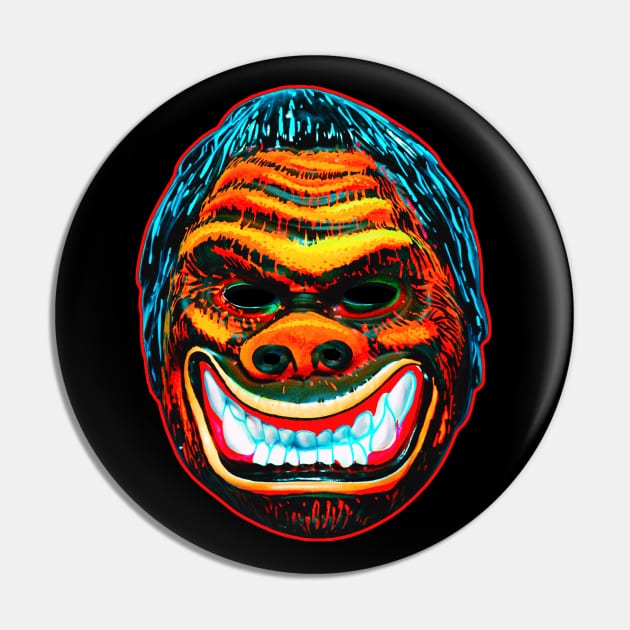 Smiling Gorilla Mask Pin by TJWDraws