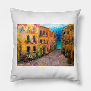 Street leading to the sea. Twilight. Pillow