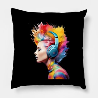 Harmonious Passion: Vibrant Portrait of Musical Embrace Pillow