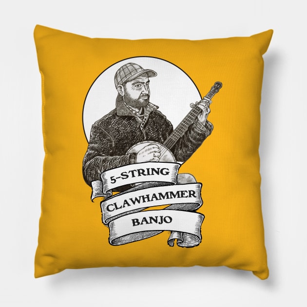 5 string Banjo 1 Pillow by Armadillo Hat