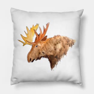 Bull Moose Watercolor Sketch Pillow