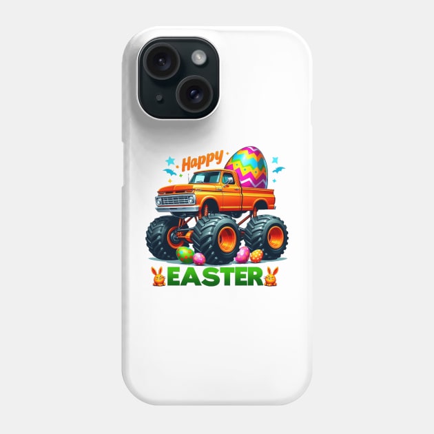 Kids Boys Happy Easter Monster Truck Easter Eggs Phone Case by BukovskyART