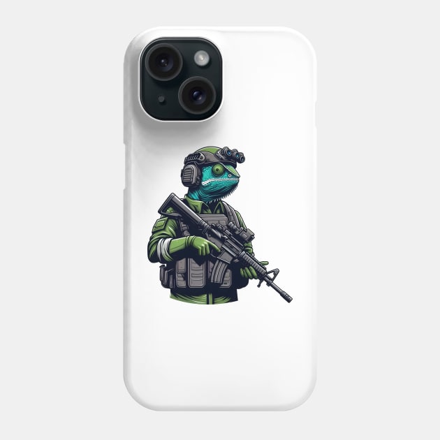 Tactical Cameleon Mastery Tee: Where Style Meets Stealth Phone Case by Rawlifegraphic