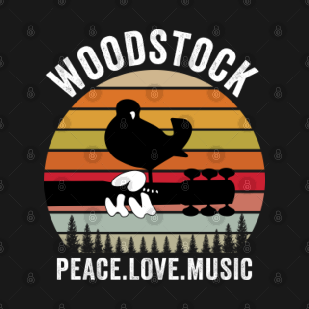 Disover woodstock 52th anniversary 1969 2021,Woodstock Shirt,Woodstock 1969 ,Peace Love Bird - Woodstock - T-Shirt