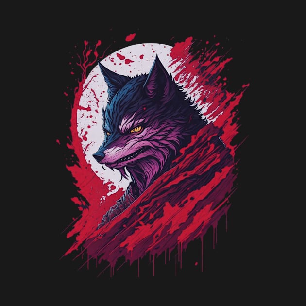 Ninja Wolf Blood Art by amenwolf