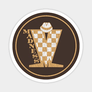 Madness Vintage Plastisol Texture Checkerboard Brown & White Magnet