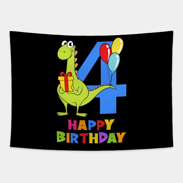 4th Birthday Party 4 Year Old Four Years Tapestry by KidsBirthdayPartyShirts