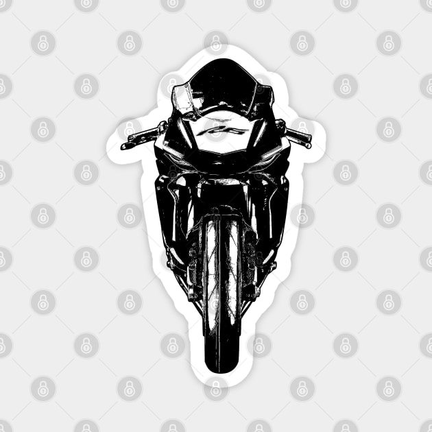 YZF R6 Bike Front View Sketch Art Magnet by KAM Std