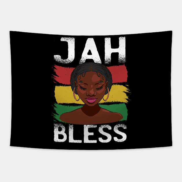 Jamaican Flag Black Woman Afro Heritage Art Tapestry by USProudness