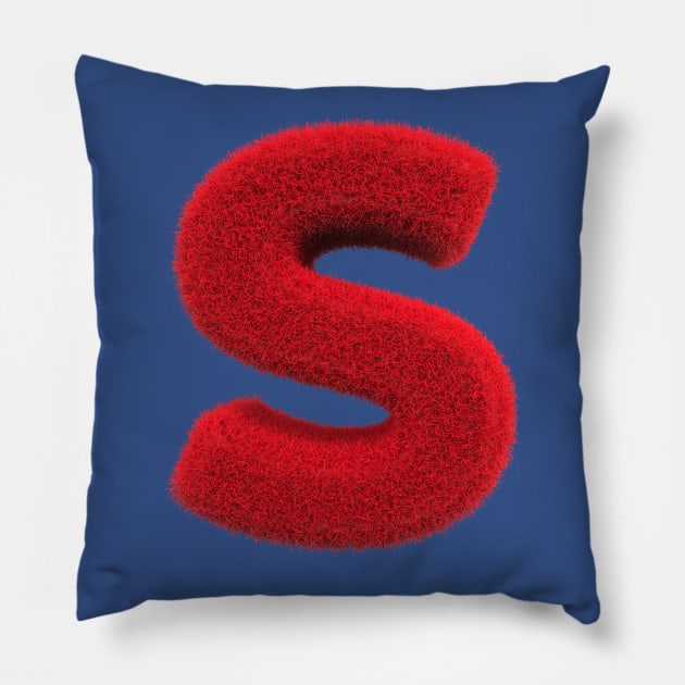 Fluffy letter S Pillow by Beerlogoff