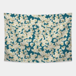 Popcorn Pattern on Blue Background Tapestry