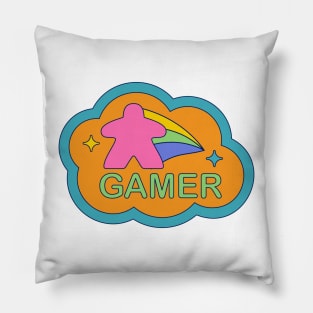 Colorful 90s Retro Board Game Meeple Pillow