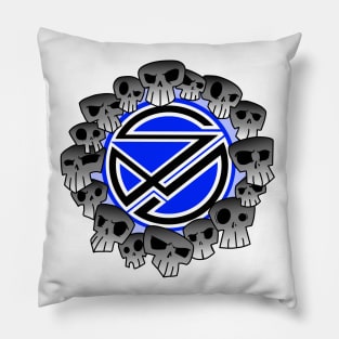 Sinister Motives skull blue Pillow