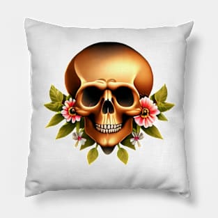 Skull with Nice Flowers Pillow