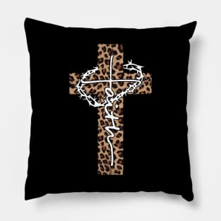 Faith Leopard Cross Christian Funny Gift Pillow