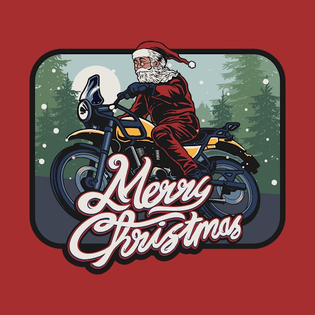 Vintage Biker Santa Claus Illustration by SLAG_Creative