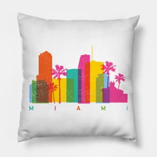 Colorful Miami Theme Park Skyline Pillow