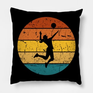 Travel back in time with beach volleyball - Retro Sunsets shirt featuring a player! Pillow