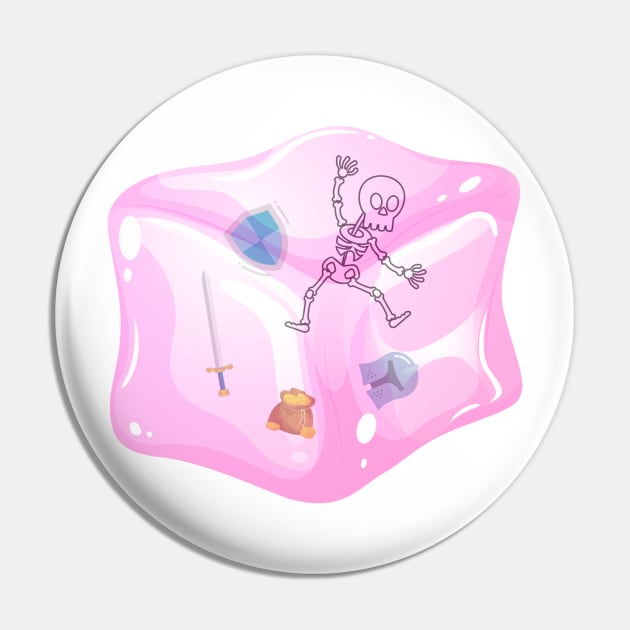 Gelatinous Cube - Pink Pin by NerdySparkleGoth