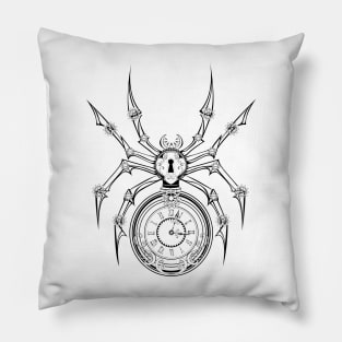 Monochrome Steampunk Mechanical Spider Pillow