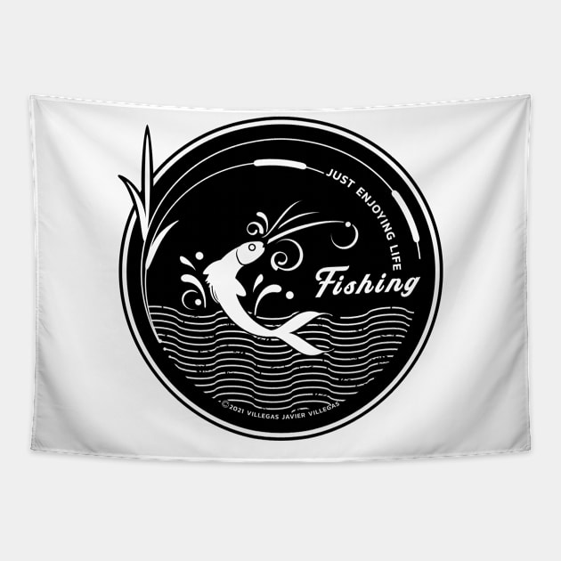 FISHING ENJOYING LIFE Tapestry by vjvgraphiks
