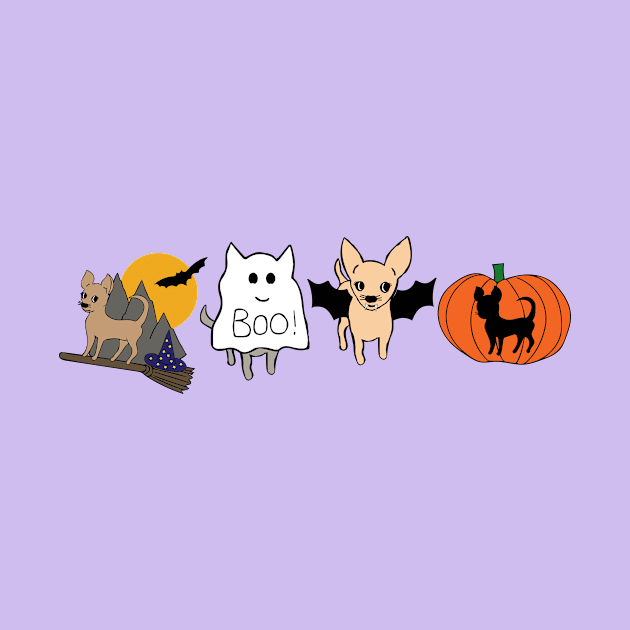 Lilac Halloween Chihuahuas - Smooth coat chihuahuas - Halloween Chihuahua Tee by bettyretro