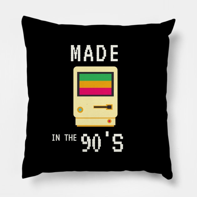 Rainbow Computer Retro Vintage Made in the 90's 80s 70s 1990 Classic Old School Cute Funny Gift Sarcastic Happy Fun Introvert Awkward Geek Hipster Silly Inspirational Motivational Birthday Present Pillow by EpsilonEridani