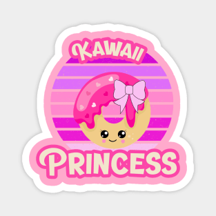 Kawaii Princess Doughnut: Pink and Lavender Retro Vintage Sunset Magnet