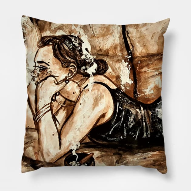 Smoking on the couch Pillow by amoxes