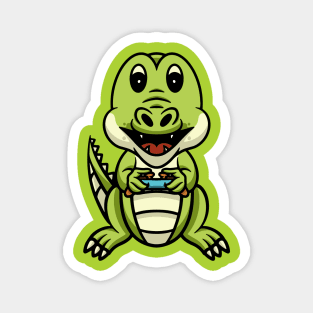 Cute crocodile playing video game Magnet