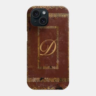 Old Leather Look Book Cover Monogrammed Letter D Phone Case