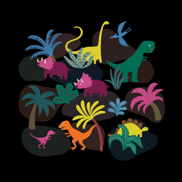 Dinosaur Jungle - Sunshine Brights - cute Dino design by Cecca Designs by Cecca