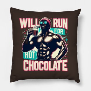 Will Run For Hot Chocolate Lover Funny Fitness Melanin Guy Pillow