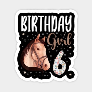 Horse Animal Lovers 6th Birthday Girl Magnet