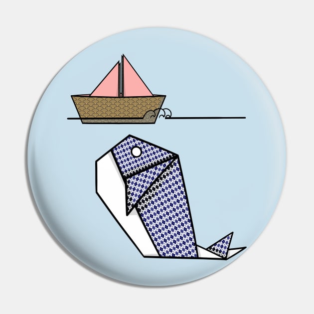 Origami Moby Dick Whale Pin by mailboxdisco