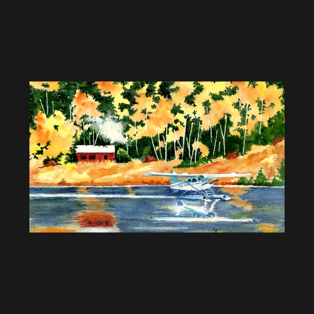 Pacific Northwest Float Plane Watercolor Painting by MMcBuck