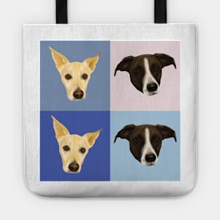 Dog Portraits on Checkered Pattern - Modern Geometrical Style Tote