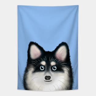 Black and White Pomsky Tapestry