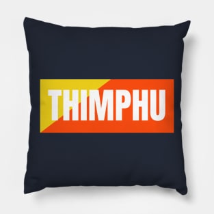 Thimphu City in Bhutanese Flag Colors Pillow