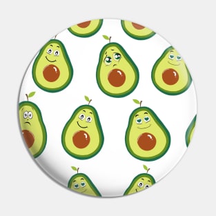 Avocados with cute expressions seamless pattern Pin