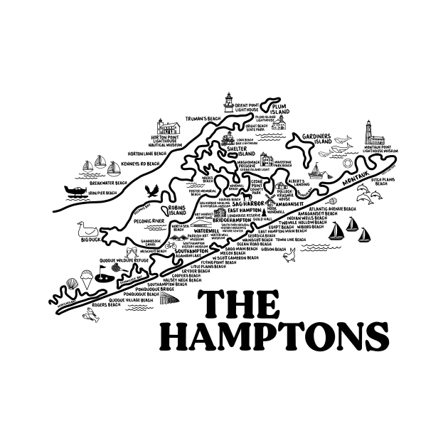 The Hamptons Map Art by fiberandgloss